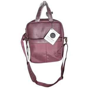 JILL E Designs Adrienne Berry Leather Nylon Laptop Bag Carrier Laptop Carry Case